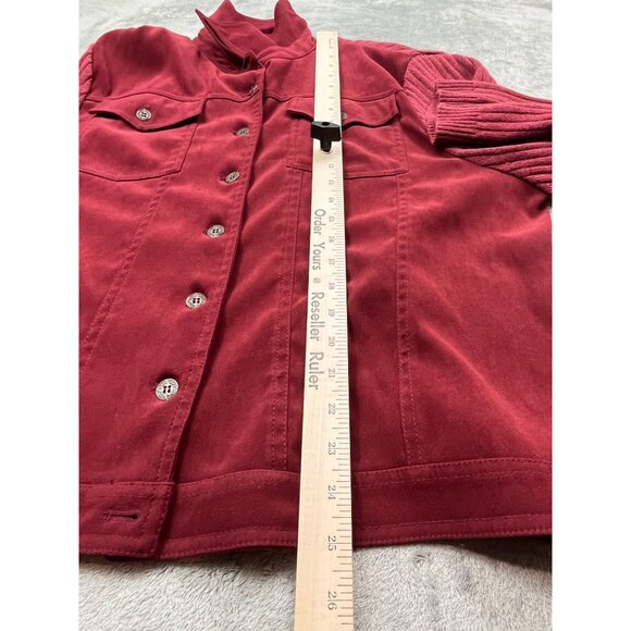Alfred Dunner Womens XL Burgundy Corduroy Shacket Button-Up Jacket - Picture 5 of 13